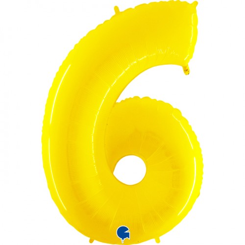 Cijferballon "6" - geel