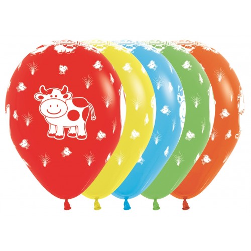 Latex ballon 5 stuks boerderijdieren