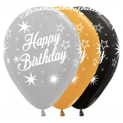 Latex Ballon 5 stuks "Happy Birthday" shiny