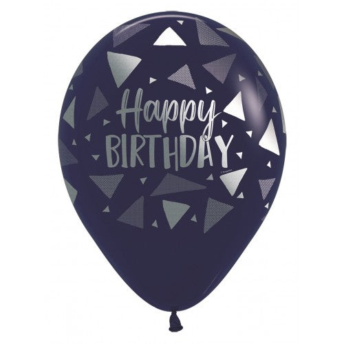 Latex ballon 5 stuks "Happy Birthday" triangle - navyblue