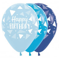 Latex ballon 5 stuks "Happy Birthday" triangle - blue