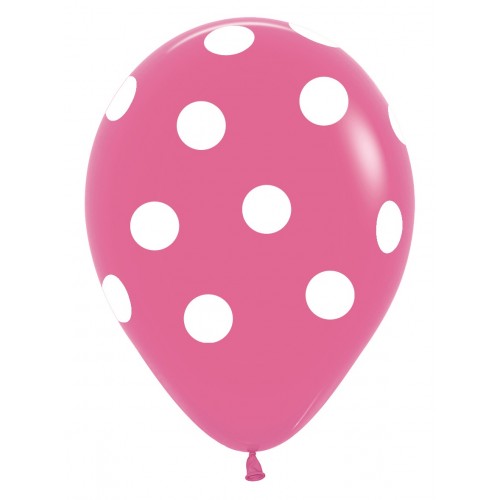 Latex ballon 5 stuks polkadots - fuchsia